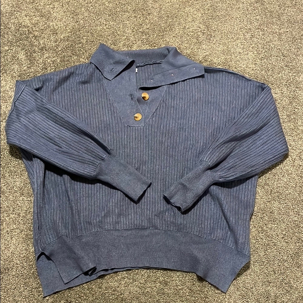 Woman’s blue oversize Sweater Jumper Pullover S